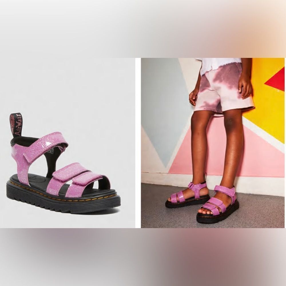 NEW Dr.Martens Junior Klaire Pink Glitter Straps Sandals 5